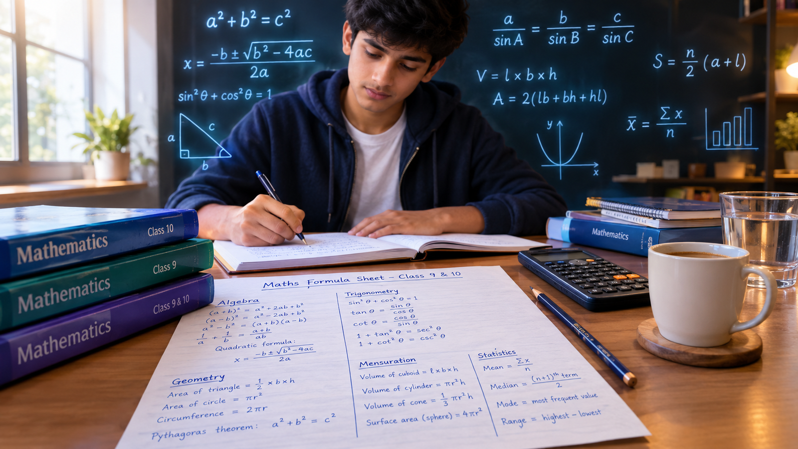 Class 9 & 10 Maths Formula Sheet for last-minute board exam revision